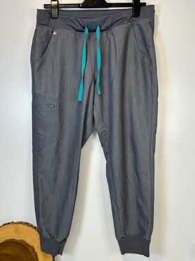FIGS Pants Heather Gray Zamora Drawstring Scrub Joggers Women’s‎ Large Petite